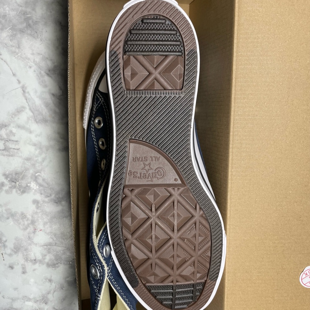 Converse Navy High-Tops with Cream Interior - Picture 2 of 5